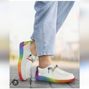 Hey Dude Wendy Pride Rainbow Casual Shoes Slip Ons- Women's .. Sz 8 NWT